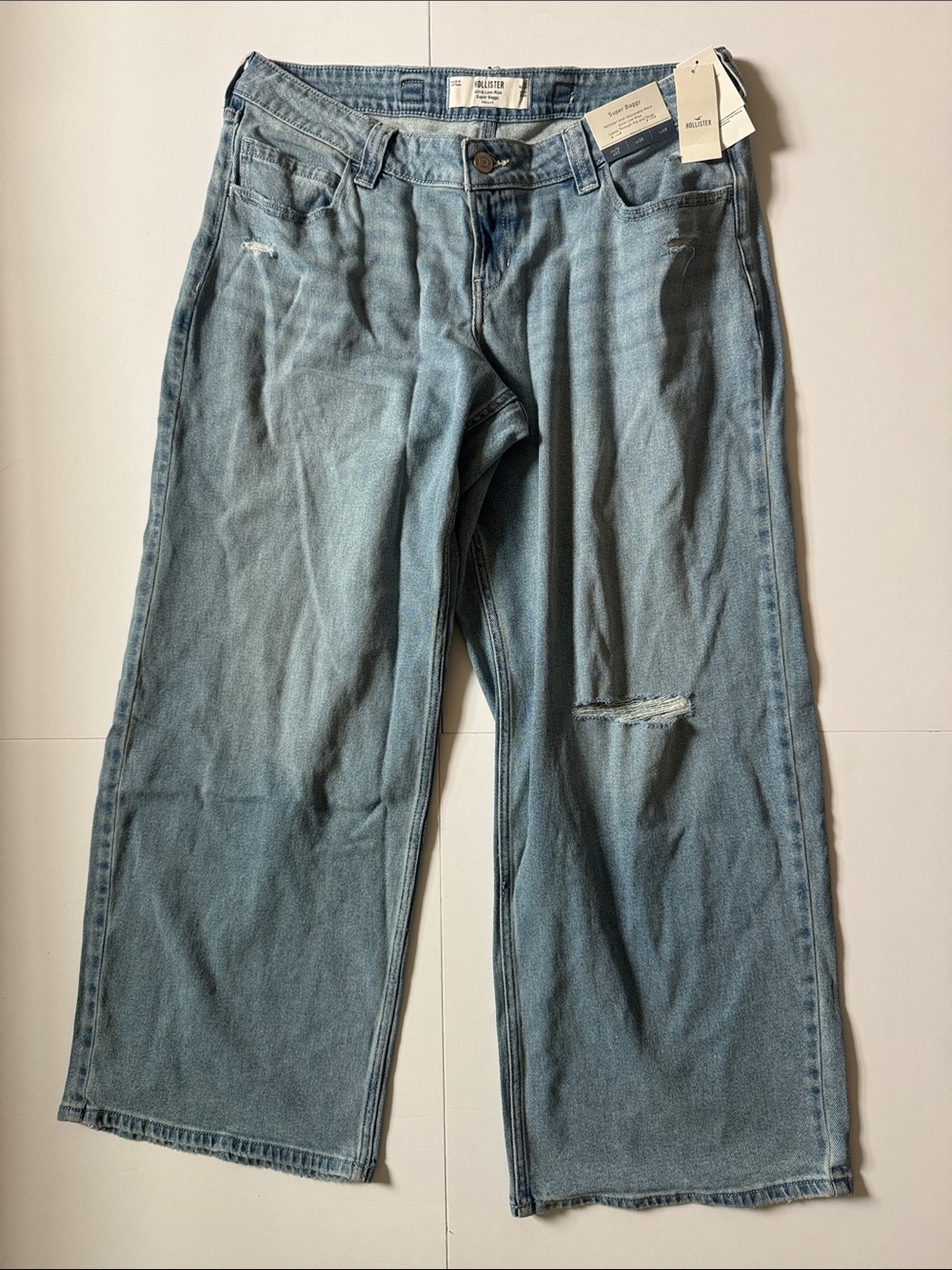 Hollister Andi Adjustable Waist Ultra Low-Rise Ripped Super Baggy Jeans
